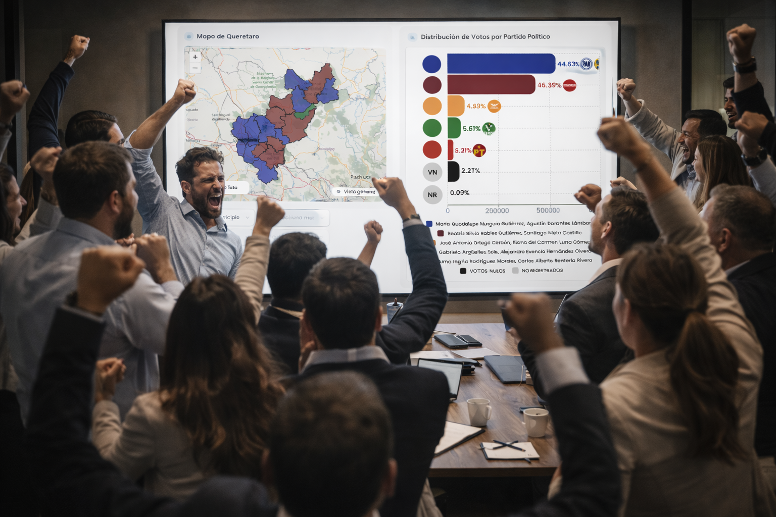 Presentación de mapas y resultados electorales de Votométrica a un equipo político